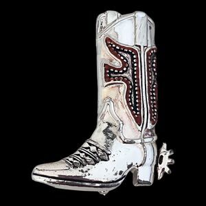 Premier Designs Pin Cowboy Boot Silver Tone Enamel 6R